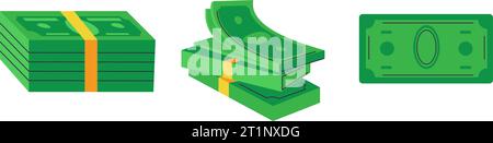 Geld-Dollar-Banknoten und -Scheine, Vermögensvektor Stock Vektor
