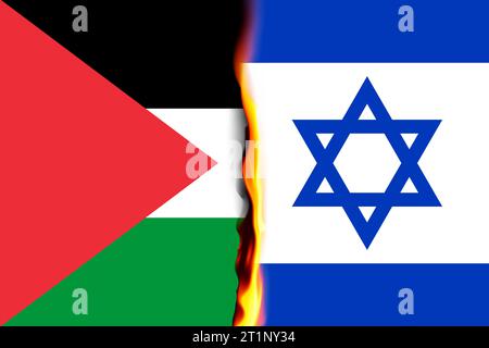 Krieg zwischen Hanna und Israel Palästinensische Flaggenkonzepte. Gaza, Gazastreifen: 07. Oktober 2023 Stockfoto