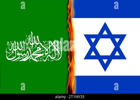 Krieg zwischen Hanna und Israel Palästinensische Flaggenkonzepte. Gaza, Gazastreifen: 07. Oktober 2023 Stockfoto