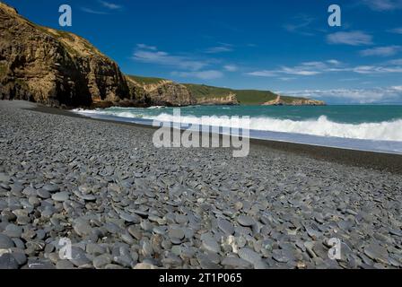 Birdlings Flat, auf der Banks Peninsula, Canterbury, Südinsel, Neuseeland Stockfoto