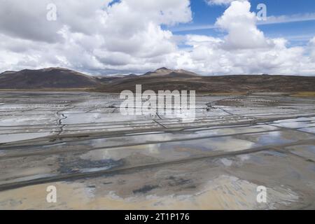 Aus der Vogelperspektive Arequipa, Perus Salinen Stockfoto