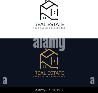 Real Estate Logo-Design. Goldene Logovorlage für Luxusimmobilien Stock Vektor