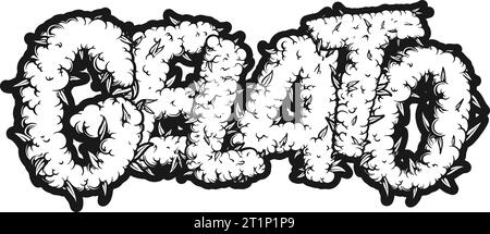 Mystische Gelato Schriftzug Unkraut Rauch monochrome Vektor Illustrationen für Ihre Arbeit Logo, Merchandise T-Shirt, Aufkleber und Label Designs, Poster, Gree Stock Vektor
