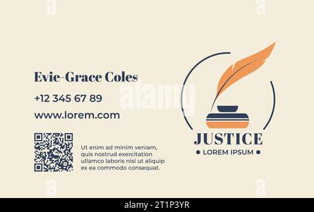Justizfirma oder -Dienstleistungen, Visitenkarte für Unternehmen Stock Vektor