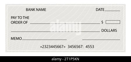 Leere Vorlage für den Bankscheck. Vektorillustration isoliert auf weißem Hintergrund Stock Vektor