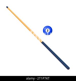 Hölzerne Billardkugel und Billardkugel isoliert auf weißem Hintergrund. Pool Stick Ball. Vektorabbildung Stock Vektor