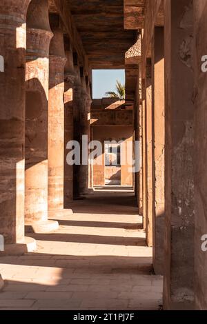 Detailansicht des Karnak-Tempels am Ufer des Nils in Karnak Stockfoto