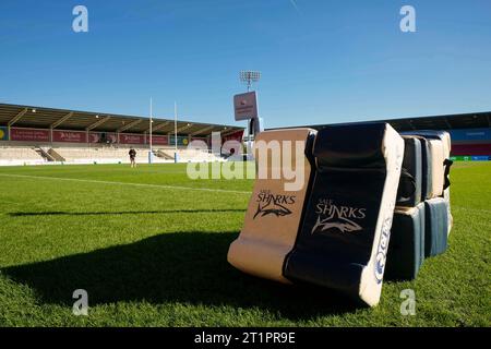 Eccles, Großbritannien. Oktober 2023. Allgemeine Ansicht des AJ Bell Stadions vor dem Gallagher Premiership Match Sale Sharks vs. Northampton Saints im AJ Bell Stadium, Eccles, Vereinigtes Königreich, 15. Oktober 2023 (Foto: Steve Flynn/News Images) in Eccles, Vereinigtes Königreich am 15. Oktober 2023. (Foto: Steve Flynn/News Images/SIPA USA) Credit: SIPA USA/Alamy Live News Stockfoto