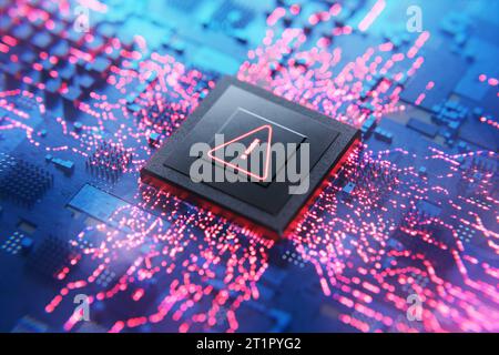 Benachrichtigung über das System zum Schutz personenbezogener Daten. Hackerangriff. Virenangriff. DDoS-Angriffe. Spionageprogramm. Fehlerwarnzeichen, Benachrichtigung und Konzept von Stockfoto