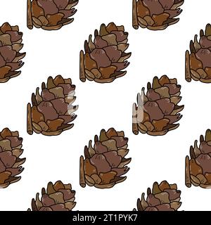Hand gezeichnetes nahtloses Vektor-Muster mit Tannenzapfen Stock Vektor