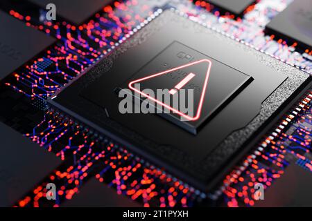 Hackerangriff. Virenangriff. DDoS-Angriffe. Benachrichtigung über das System zum Schutz personenbezogener Daten. Fehlerwarnschild, Benachrichtigung und Gefahrenkonzept Stockfoto