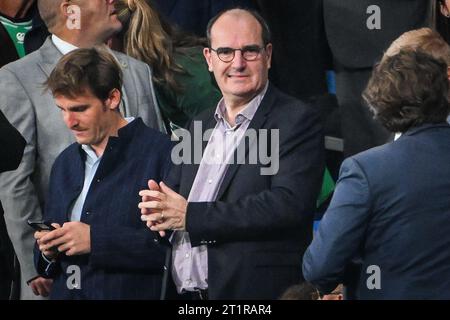 Paris, Frankreich. Oktober 2023. Präsident und CEO der RATP-Gruppe und ehemaliger französischer Premierminister Jean CASTEX während der Weltmeisterschaft 2023, Viertelfinalspiel der Rugby-union zwischen Irland und Neuseeland am 14. Oktober 2023 im Stade de France in Saint-Denis bei Paris, Frankreich Credit: Independent Photo Agency/Alamy Live News Stockfoto