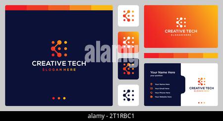 Logo Anfangsbuchstabe K abstrakt mit technischem Stil und Farbverlauf. Symbole für Unternehmen, Internet und Technologie. Stock Vektor