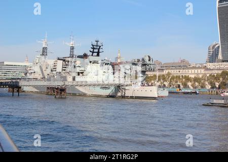 HMS Belfast, Kriegsschiffmuseum an der Themse London Stockfoto