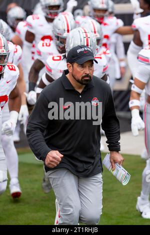West Lafayette, Indiana, USA. Oktober 2023. Ohio State Head Football Coach Ryan Day. Die Ohio State University besiegt die Purdue University 41-7 im Ross-Ade Stadium. (Kindell Buchanan/Alamy Live News) Stockfoto