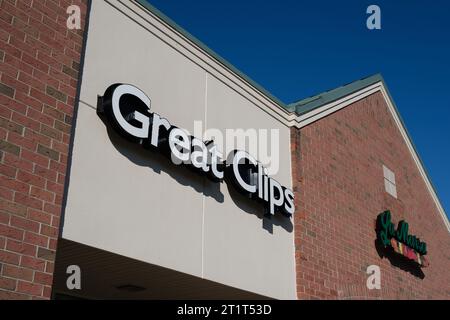 Äußere eines Great Clips Friseursalons Stockfoto