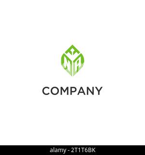 Na Monogramm mit Blattlogo Design Ideen, kreatives Initial Letter Logo mit natürlichen grünen Blättern Vektorgrafik Stock Vektor