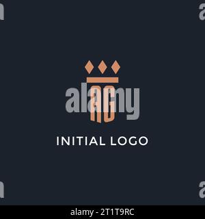 AG-Logo Initial mit Säulen-Symbol-Design, luxuriöses Monogramm-Logo für Anwaltskanzlei und Anwaltsvektorgrafik Stock Vektor