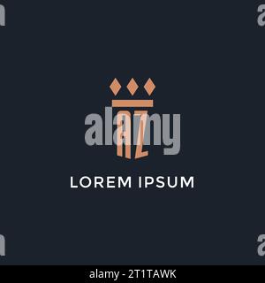 AZ-Logo Initial mit Säulen-Symbol-Design, luxuriöses Monogramm-Logo für Anwaltskanzlei und Anwaltsvektorgrafik Stock Vektor