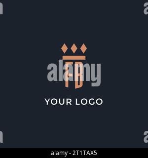 FB-Logo Initial mit Säulen-Symbol-Design, luxuriöses Monogramm-Logo für Anwaltskanzlei und Anwaltsvektorgrafik Stock Vektor