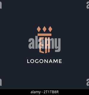EH-Logo-Initiale mit Säulen-Symbol-Design, luxuriöses Monogramm-Logo für Anwaltskanzlei und Anwaltsvektorgrafik Stock Vektor