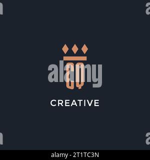CQ-Logo Initial mit Säulen-Symbol-Design, luxuriöses Monogramm-Logo für Anwaltskanzlei und Anwaltsvektorgrafik Stock Vektor