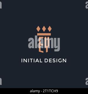 EY-Logo Initial mit Säulen-Symbol-Design, luxuriöses Monogramm-Logo für Anwaltskanzlei und Vektorgrafik Stock Vektor