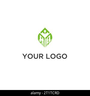 RO-Monogramm mit Blattlogo-Design-Ideen, kreatives Initialbuchstaben-Logo mit naturgrünen Blättern-Vektorgrafik Stock Vektor