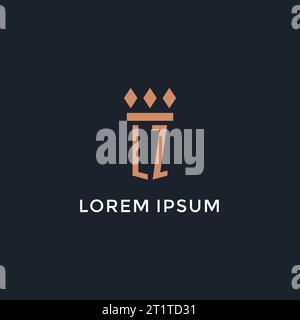 LZ-Logo Initial mit Säulen-Symbol-Design, luxuriöses Monogramm-Logo für Anwaltskanzlei und Anwaltsvektorgrafik Stock Vektor