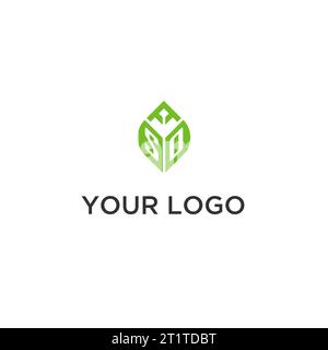 ALSO Monogramm mit Blattlogo Design Ideen, kreatives Initial Letter Logo mit natürlichen grünen Blättern Vektorgrafik Stock Vektor