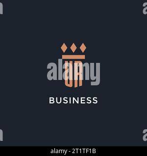 UR-Logo Initial mit Säulen-Symbol-Design, luxuriöses Monogramm-Logo für Anwaltskanzlei und Vektorgrafik Stock Vektor