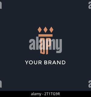 DP-Logo Initial mit Säulen-Symbol-Design, luxuriöses Monogramm-Logo für Anwaltskanzlei und Vektorgrafik Stock Vektor