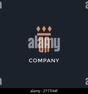 DA-Logo Initial mit Säulen-Symbol-Design, luxuriöses Monogramm-Logo für Anwaltskanzlei und Anwaltsvektorgrafik Stock Vektor