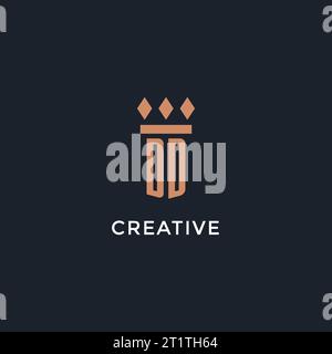 DD-Logo Initial mit Säulen-Symbol-Design, luxuriöses Monogramm-Logo für Anwaltskanzlei und Anwaltsvektorgrafik Stock Vektor