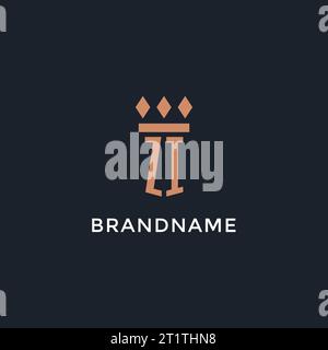 ZI-Logo Initial mit Säulen-Symbol-Design, luxuriöses Monogramm-Logo für Anwaltskanzlei und Anwaltsvektorgrafik Stock Vektor