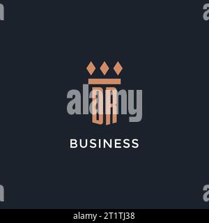 DR-Logo Initial mit Säulen-Symbol-Design, luxuriöses Monogramm-Logo für Anwaltskanzlei und Anwaltsvektorgrafik Stock Vektor