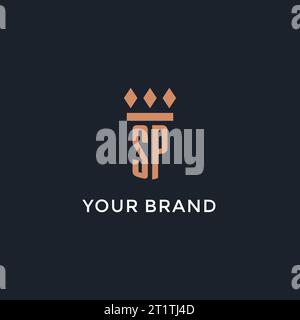 SP-Logo Initial mit Säulen-Symbol-Design, luxuriöses Monogramm-Logo für Anwaltskanzlei und Anwaltsvektorgrafik Stock Vektor