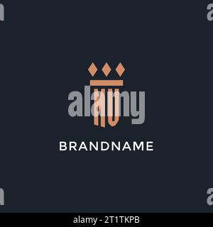 MV-Logo Initial mit Säulen-Symbol-Design, luxuriöses Monogramm-Logo für Anwaltskanzlei und Anwaltsvektorgrafik Stock Vektor