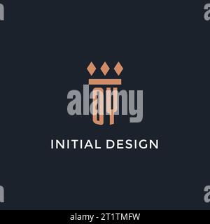 OY-Logo Initial mit Säulen-Symbol-Design, luxuriöses Monogramm-Logo für Anwaltskanzlei und Anwaltsvektorgrafik Stock Vektor