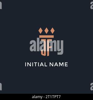 JF-Logo Initial mit Säulen-Symbol-Design, luxuriöses Monogramm-Logo für Anwaltskanzlei und Anwaltsvektorgrafik Stock Vektor