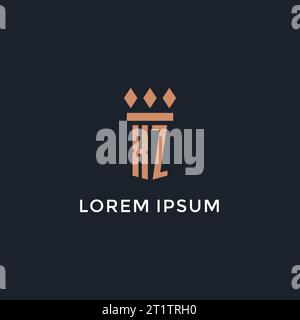 XZ-Logo Initial mit Säulen-Symbol-Design, luxuriöses Monogramm-Logo für Anwaltskanzlei und Anwaltsvektorgrafik Stock Vektor