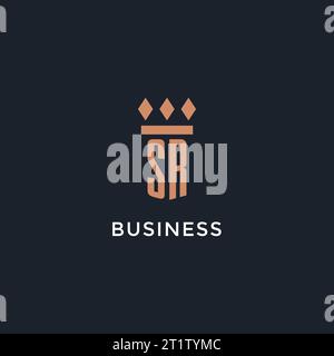 SR-Logo Initial mit Säulen-Symbol-Design, luxuriöses Monogramm-Logo für Anwaltskanzlei und Vektorgrafik Stock Vektor