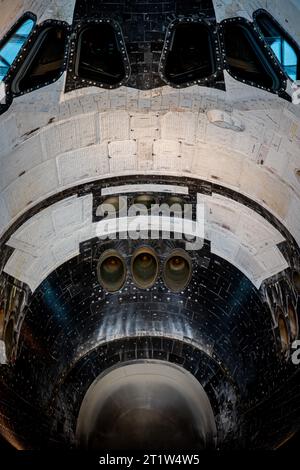 Nahaufnahme des Cockpits eines Space Shuttle Stockfoto
