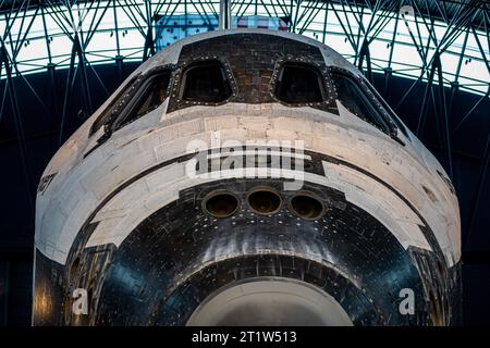 Nahaufnahme des Cockpits eines Space Shuttle Stockfoto