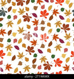 Herbst Ahorn, Eiche Blätter nahtlose Hintergrund Illustration Vektor Stock Vektor