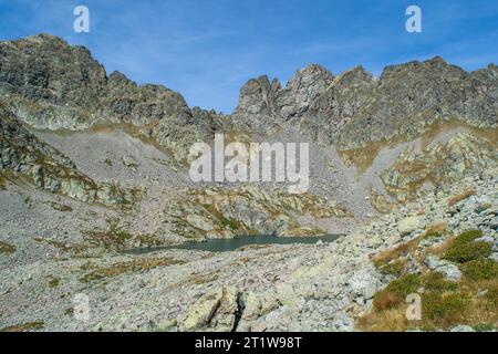 Von Limone Piemont über die Salzstraße zu den Peyrefiqye Seen Stockfoto