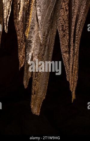 Nahaufnahme des Kronleuchters im Carlsbad Caverns National Park Stockfoto