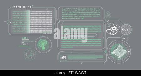 SCI-fi-Schnittstelle des Datendekodierungsprogramms. Stock Vektor