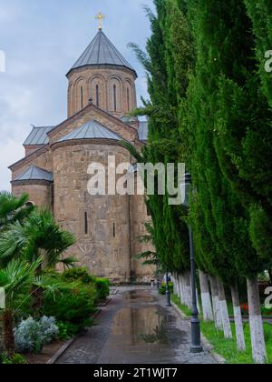 Die Metekhi-Kirche ist die älteste orthodoxe Kirche in Tiflis und wurde von König Dimitri gegründet. Stockfoto