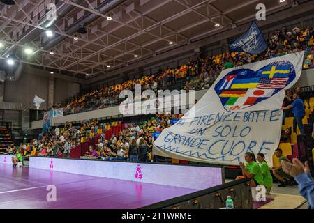 Florenz, Italien. Oktober 2023. Palazzo Wanny während des Il Bisonte Firenze vs Wash4green Pinerolo, Volleyball Italian Serie A1 Women Match in Florenz, Italien, 15. Oktober 2023 Credit: Independent Photo Agency/Alamy Live News Stockfoto